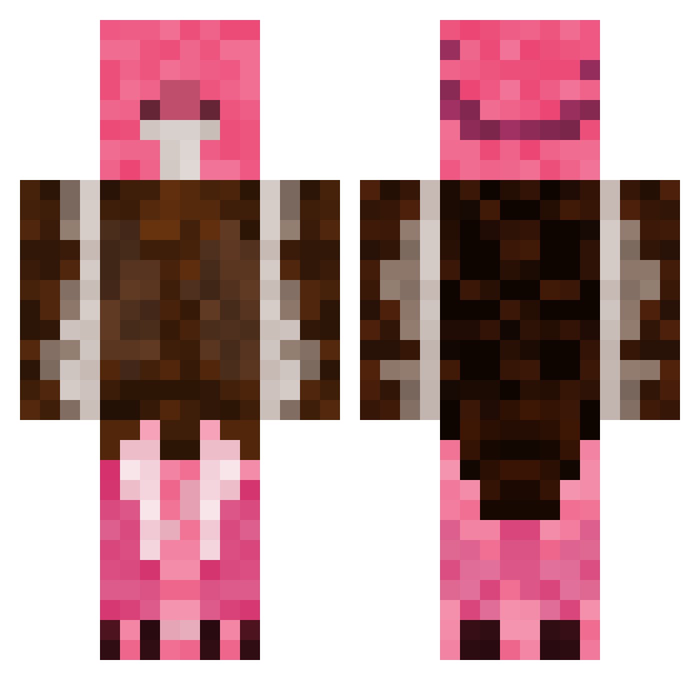 Scavager Minecraft skin, front and back view