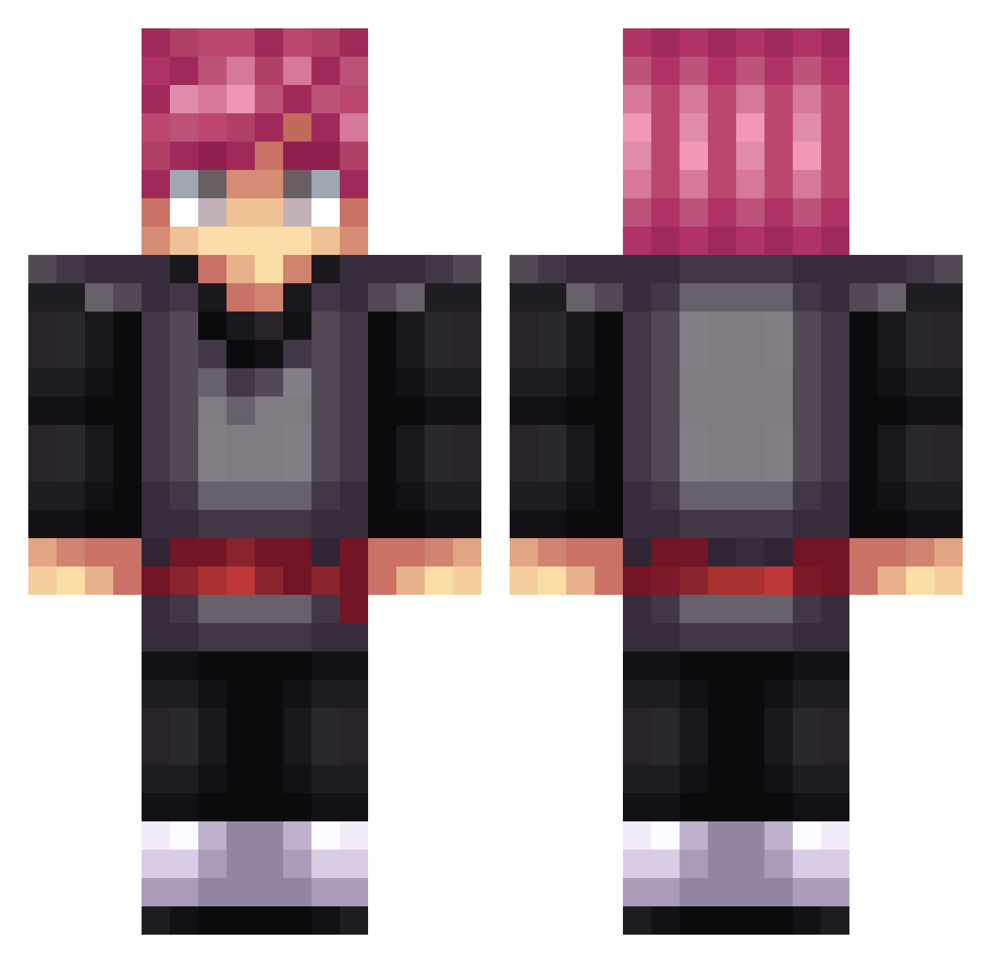 SoloWorks Minecraft skin, front and back view