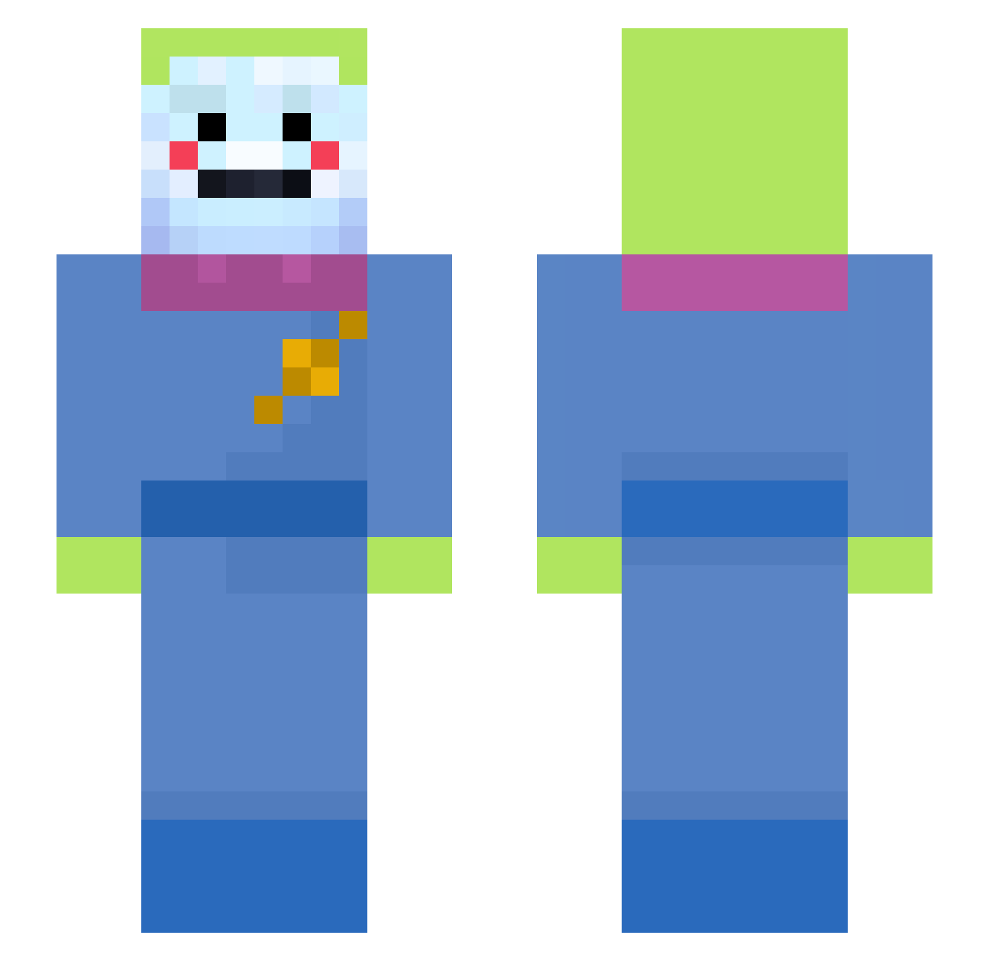 W4lter67 Minecraft skin, front and back view