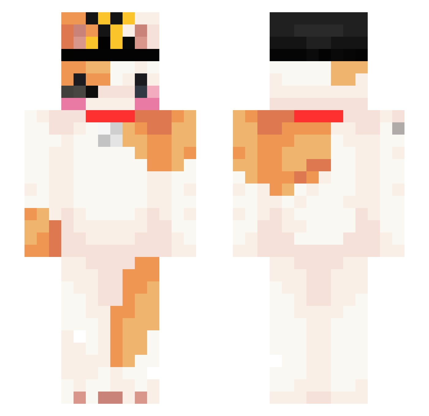 eearthworm Minecraft skin, front and back view