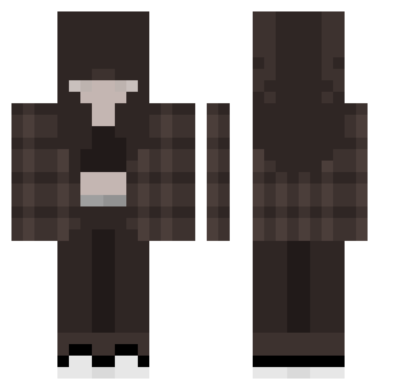 Scubiee Minecraft skin, front and back view