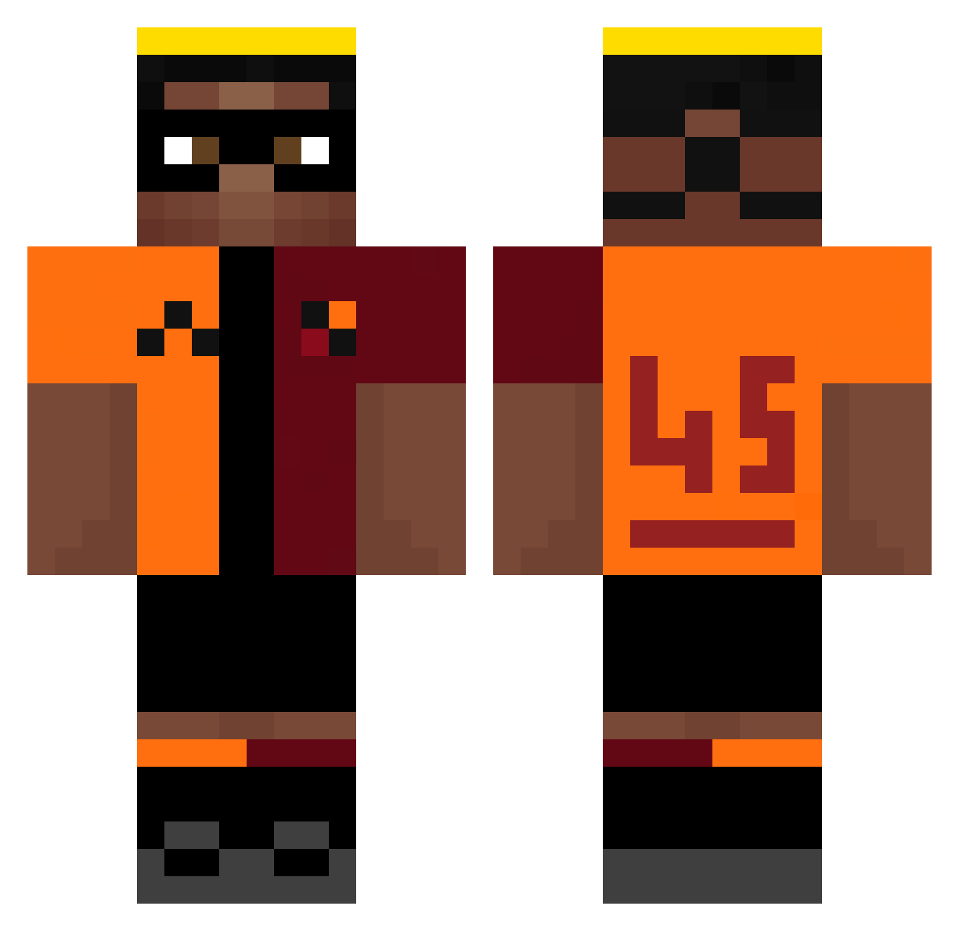 ChickenGyro Minecraft skin, front and back view