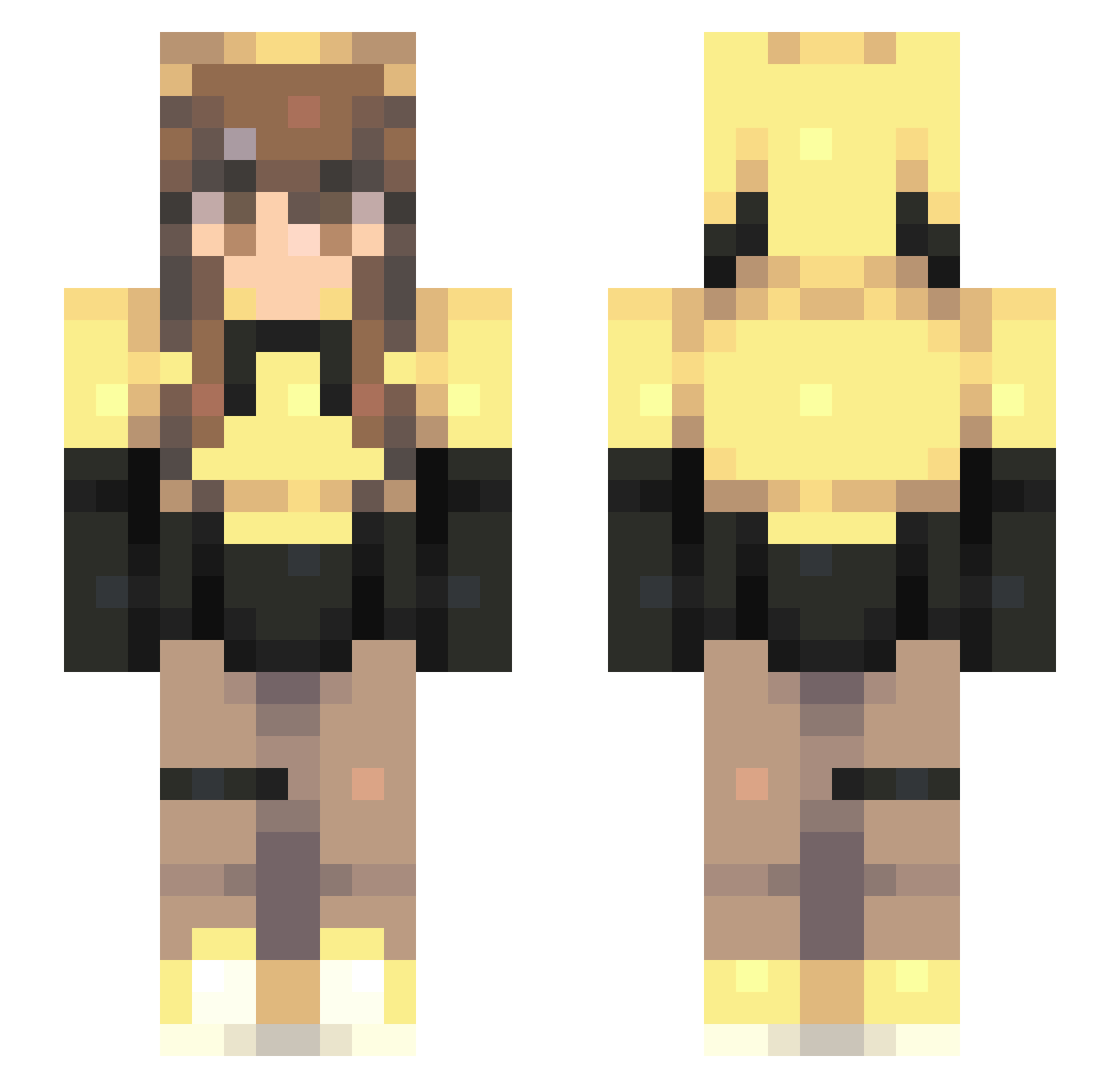 TanteSjaan Minecraft skin, front and back view