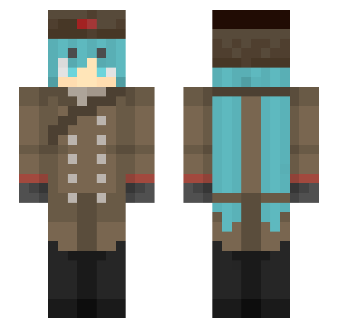 MilkyboyEris Minecraft skin, front and back view