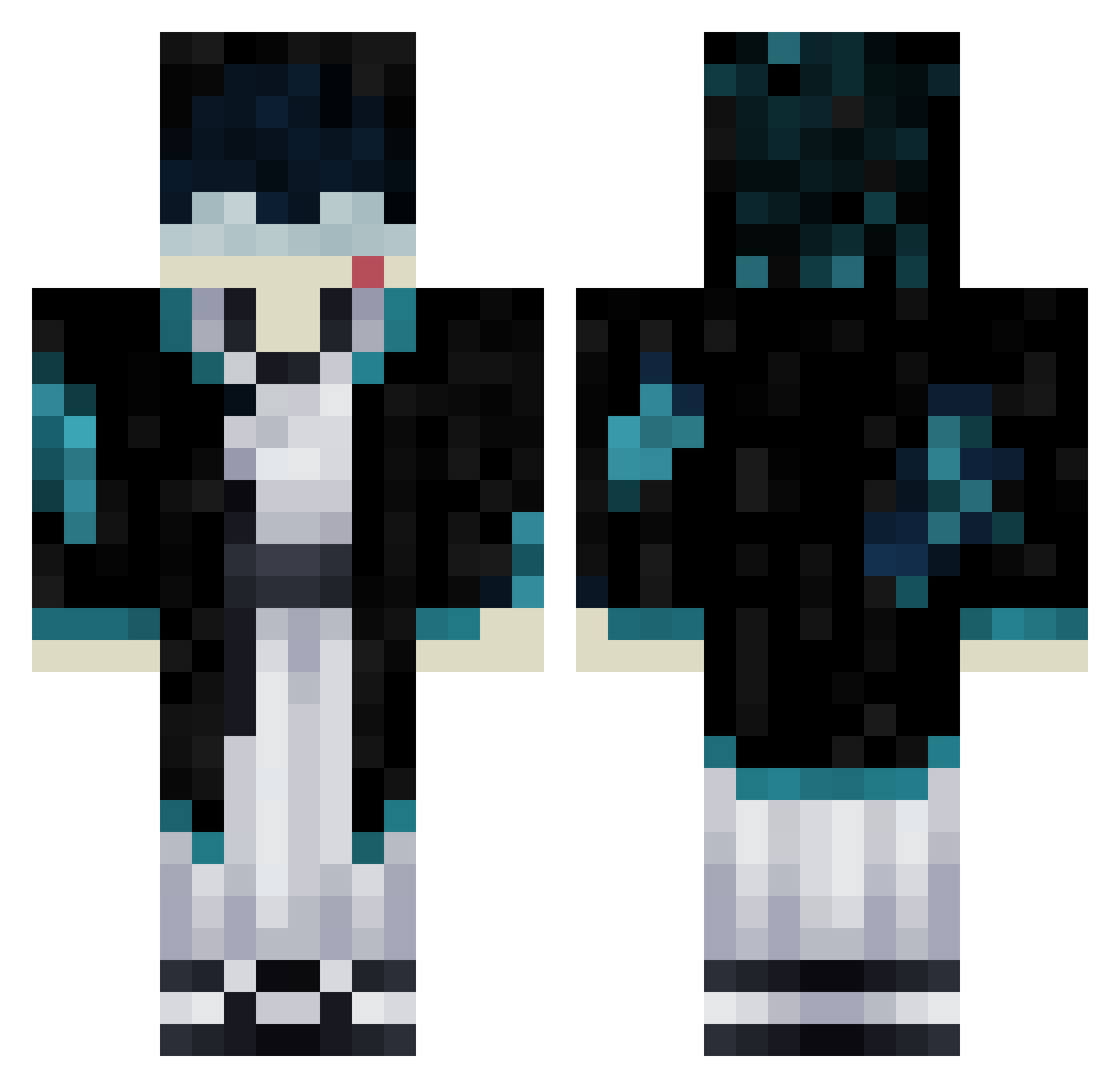 Deadliii Minecraft skin, front and back view