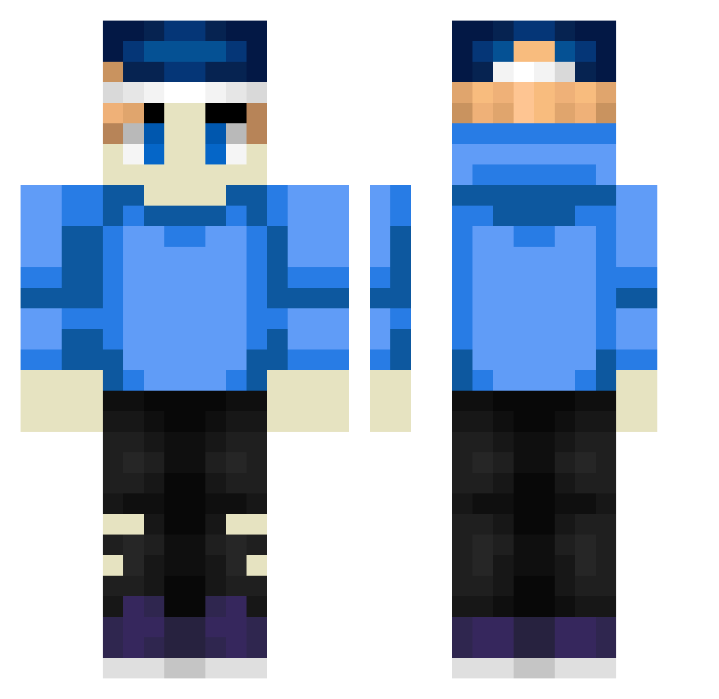 Snowthal Minecraft skin, front and back view