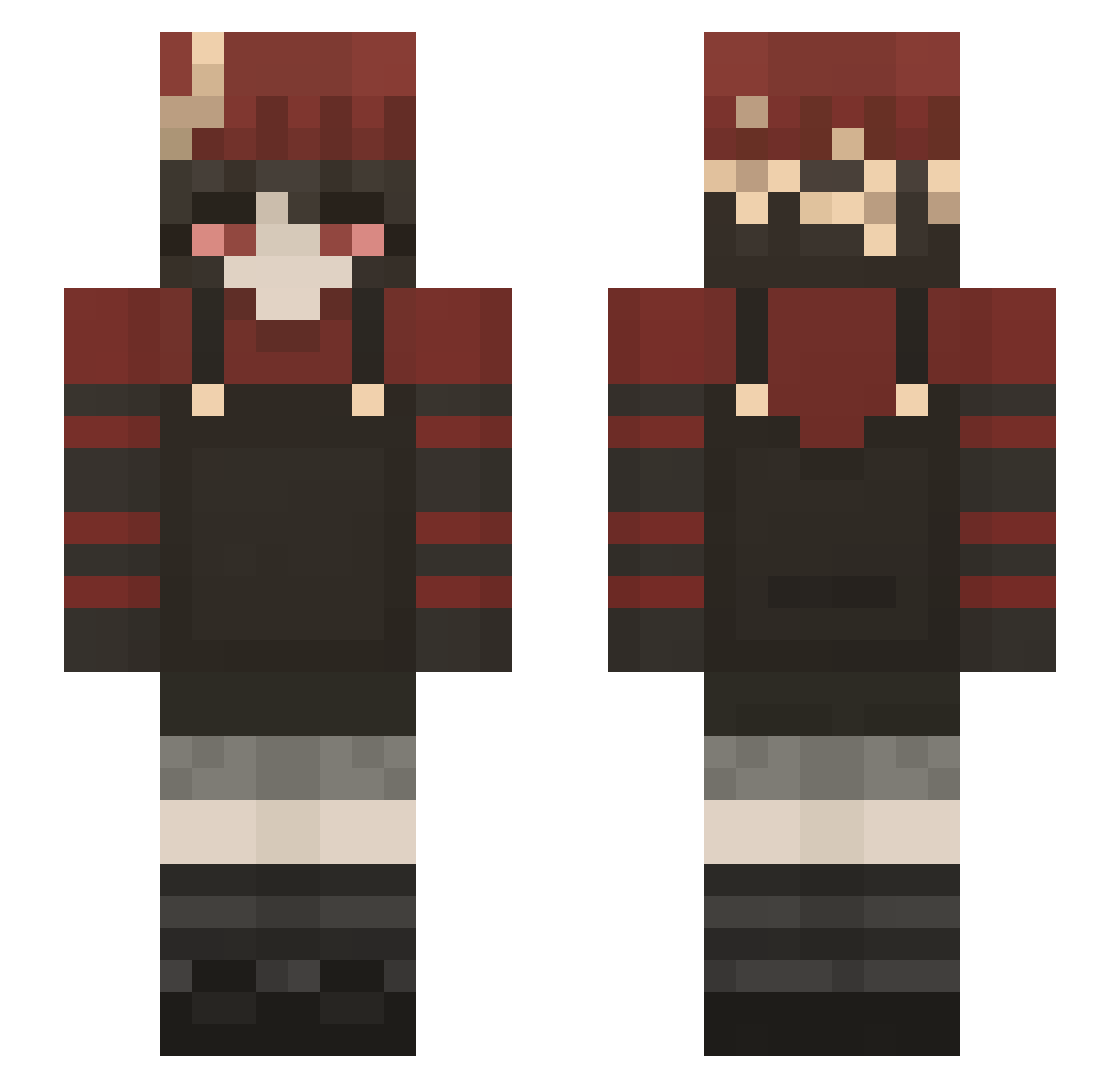 ZyprexaZombie Minecraft skin, front and back view