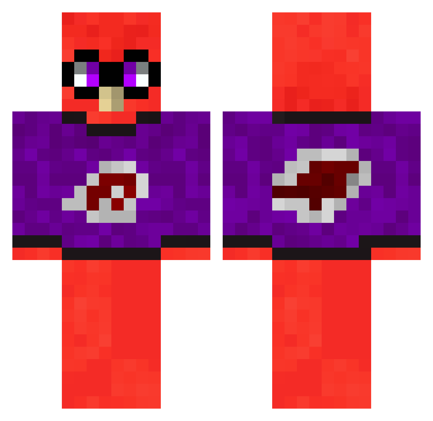 x3yu Minecraft skin, front and back view