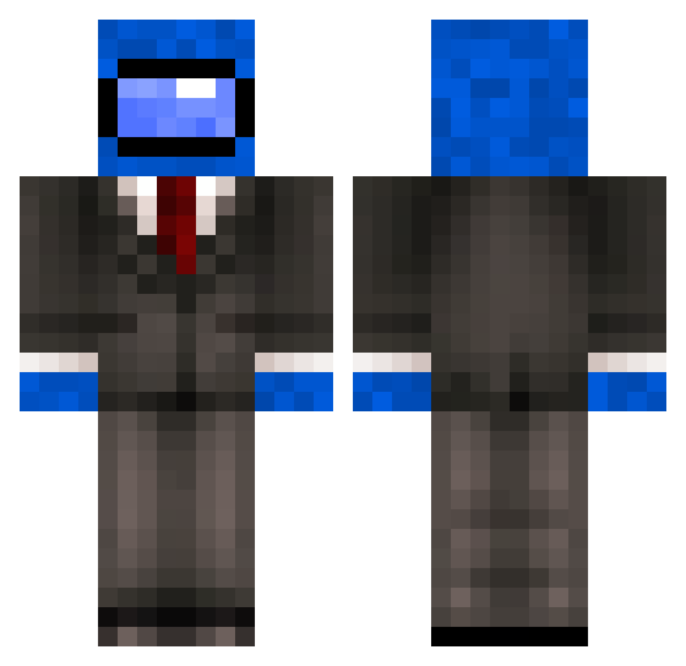 SkibidiReaper Minecraft skin, front and back view
