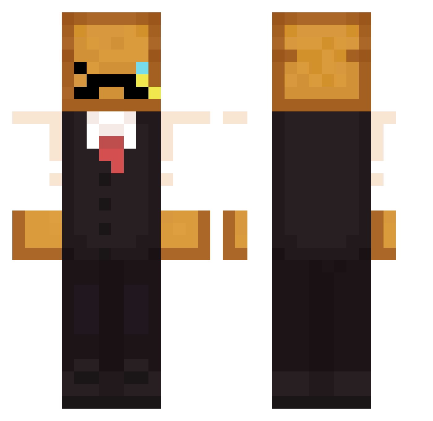 Scorcher33 Minecraft skin, front and back view