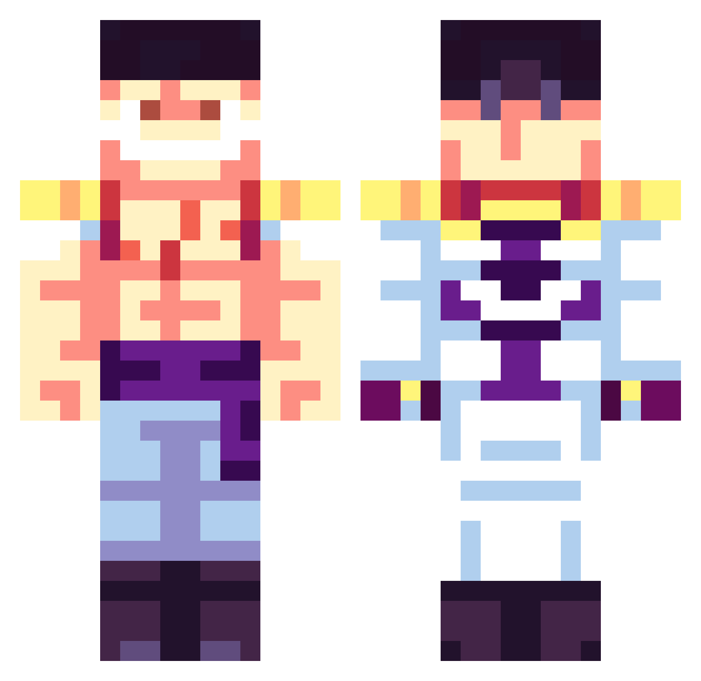 zx0ng Minecraft skin, front and back view