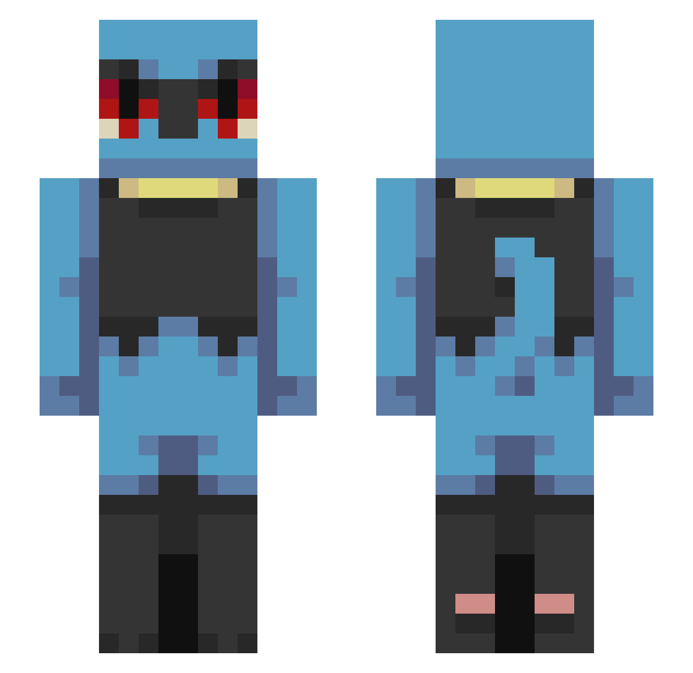 RioluX1 Minecraft skin, front and back view
