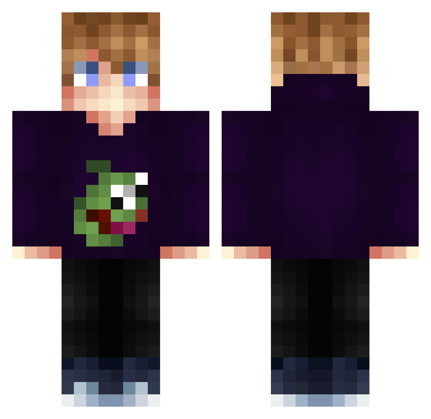 RiskyRobert Minecraft skin, front and back view