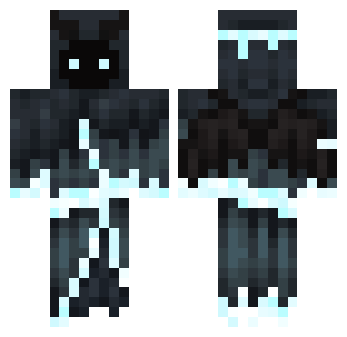 SnowyWindxD Minecraft skin, front and back view