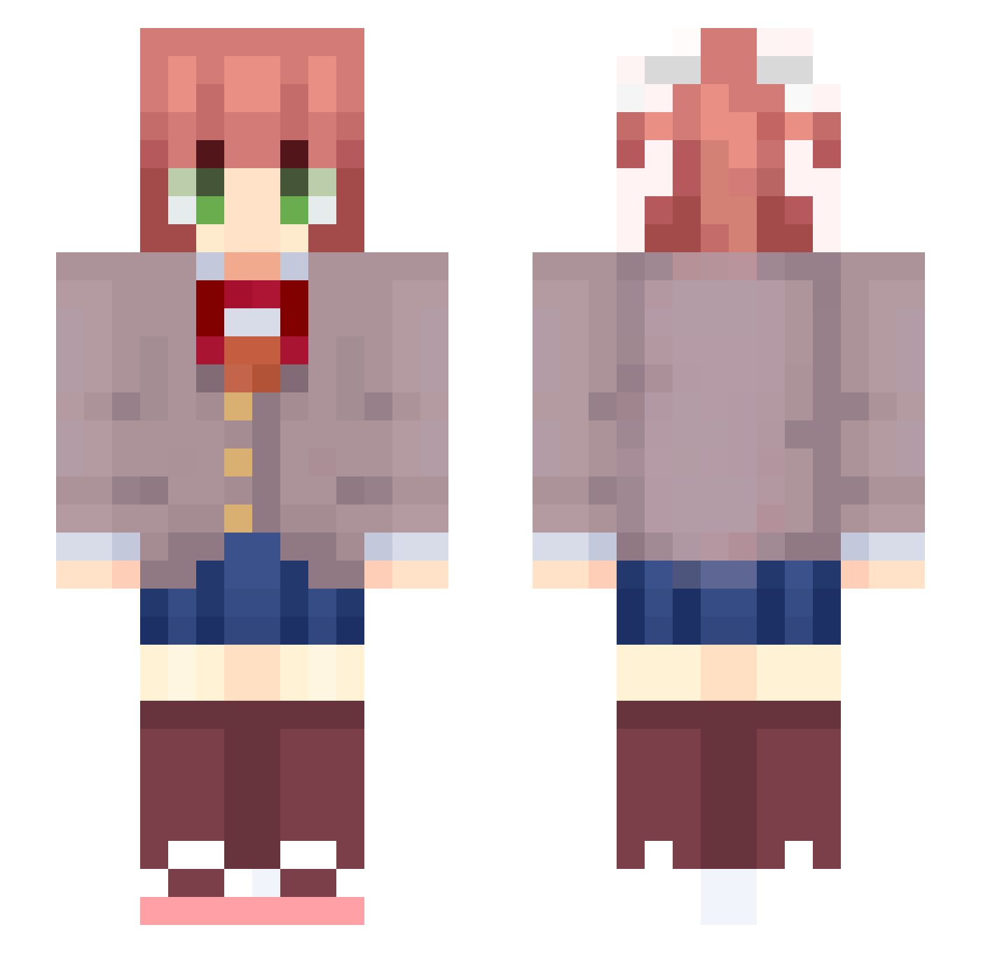 Lifeism Minecraft skin, front and back view