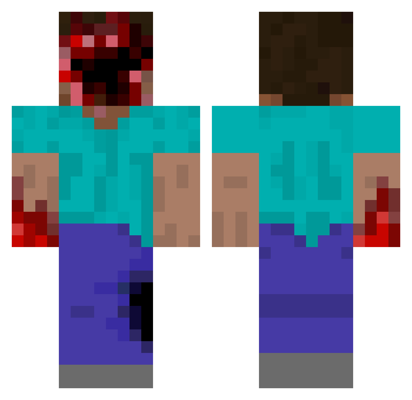 Revnnt Minecraft skin, front and back view
