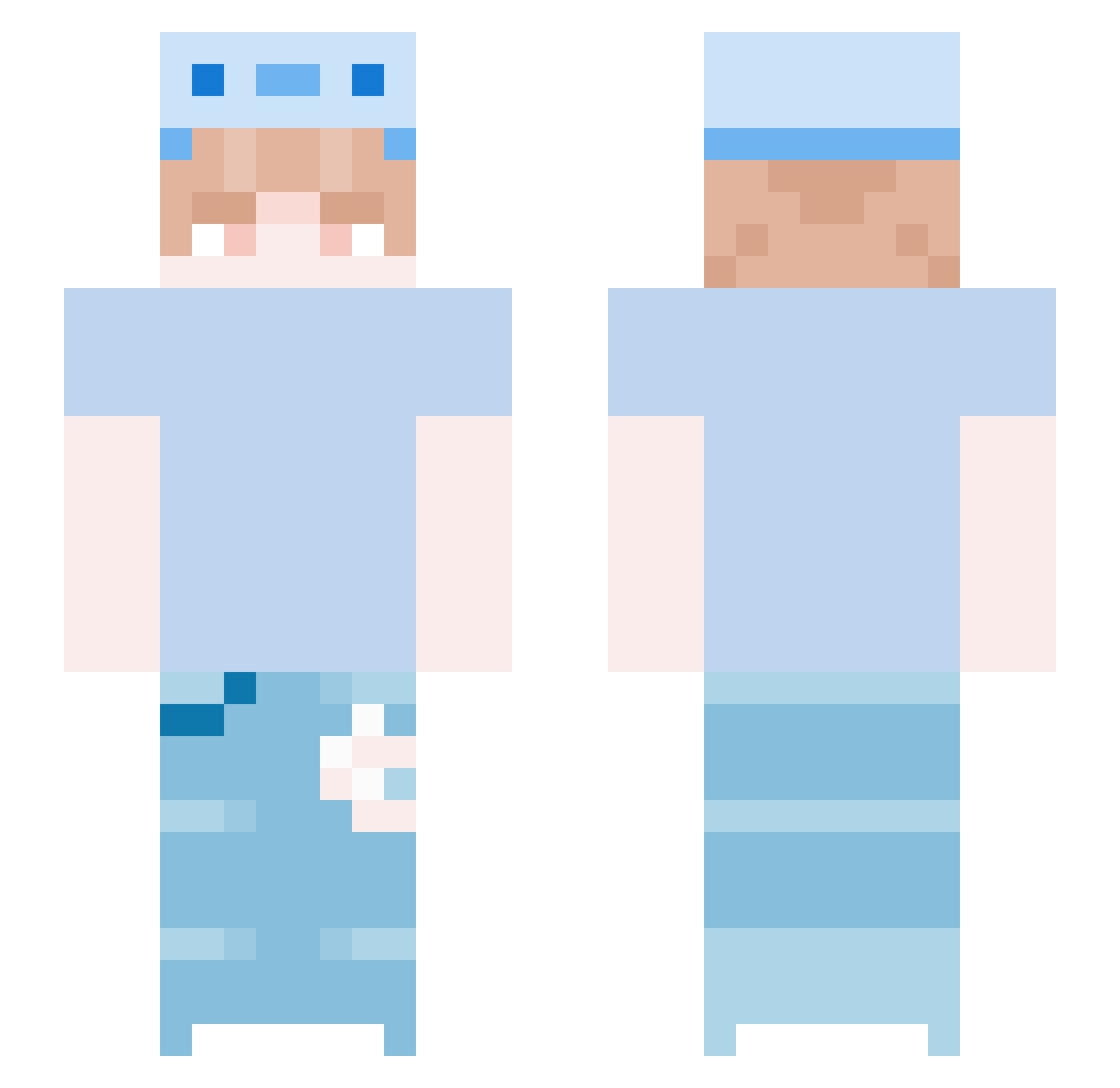 XTC2008 Minecraft skin, front and back view