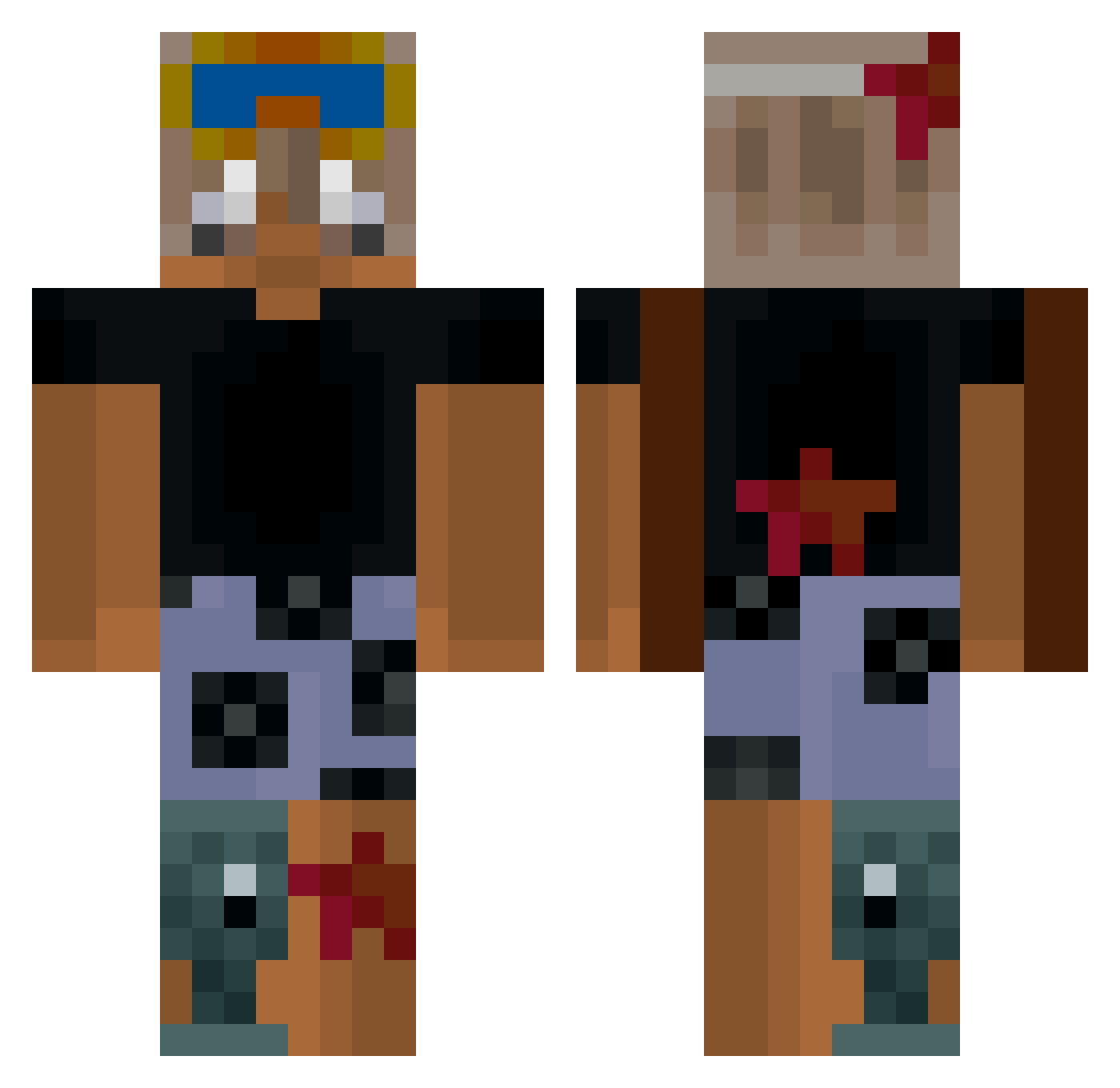 dawslol Minecraft skin, front and back view