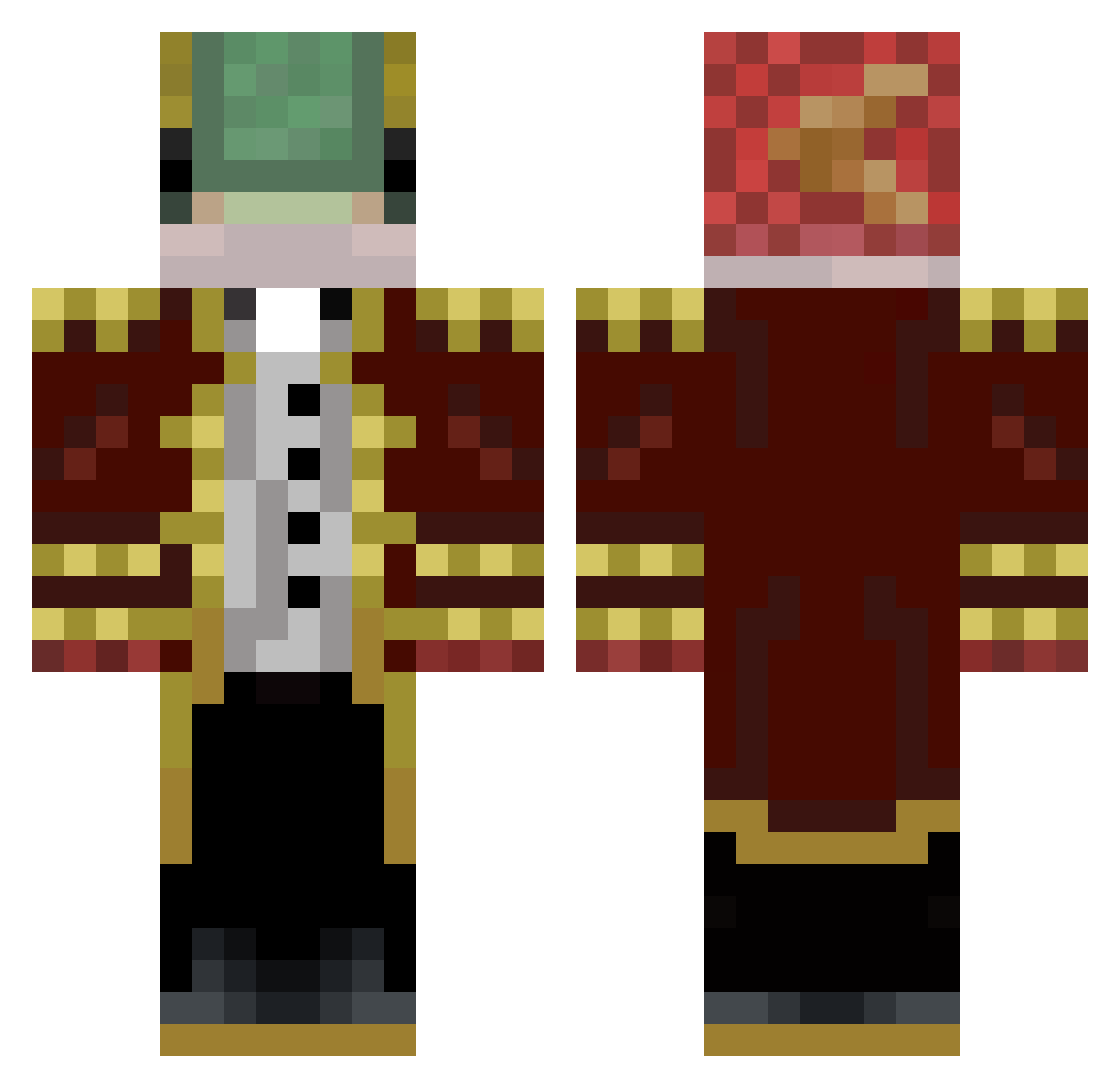 LuckyF4ng Minecraft skin, front and back view