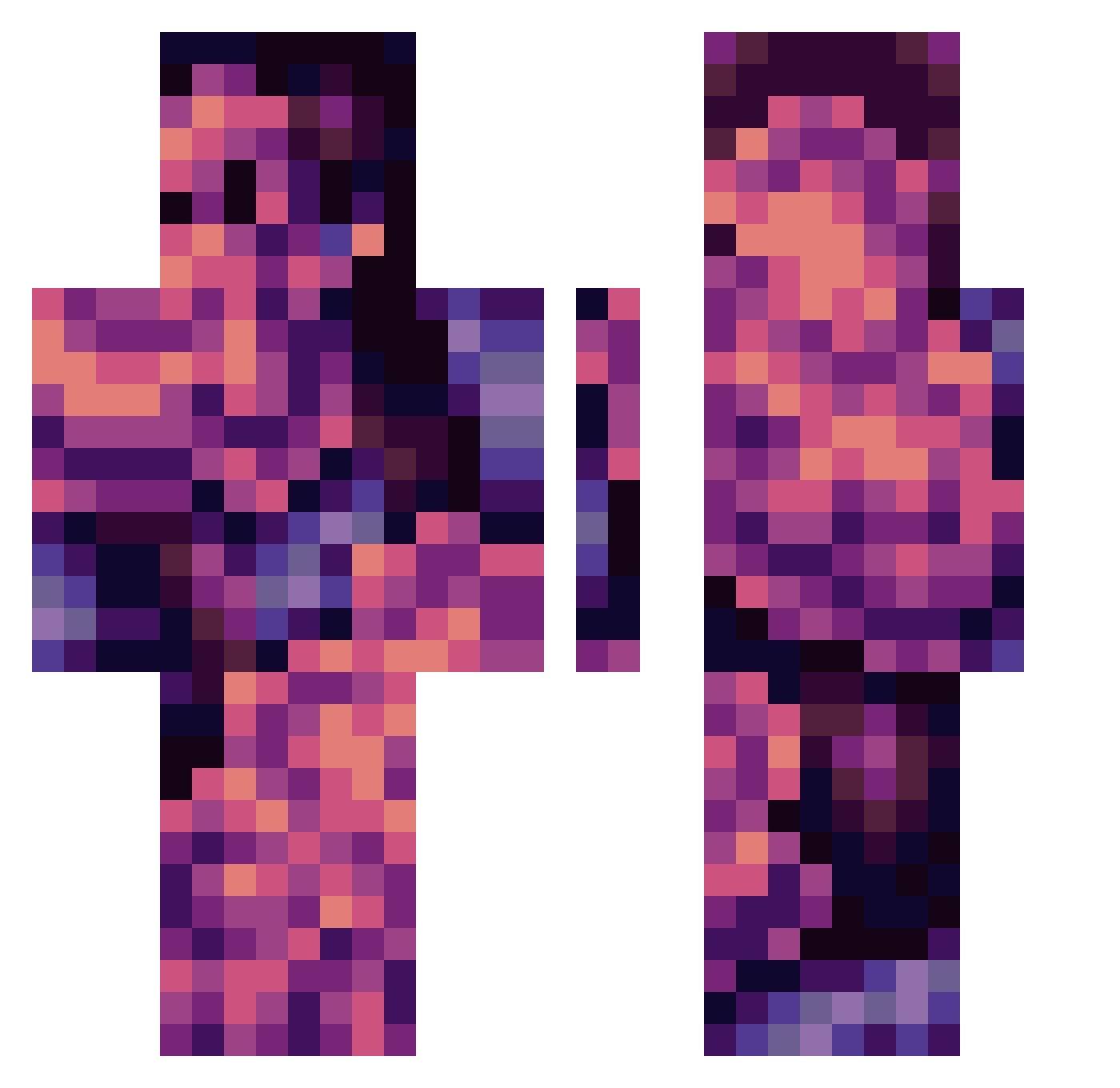 SharQyy Minecraft skin, front and back view