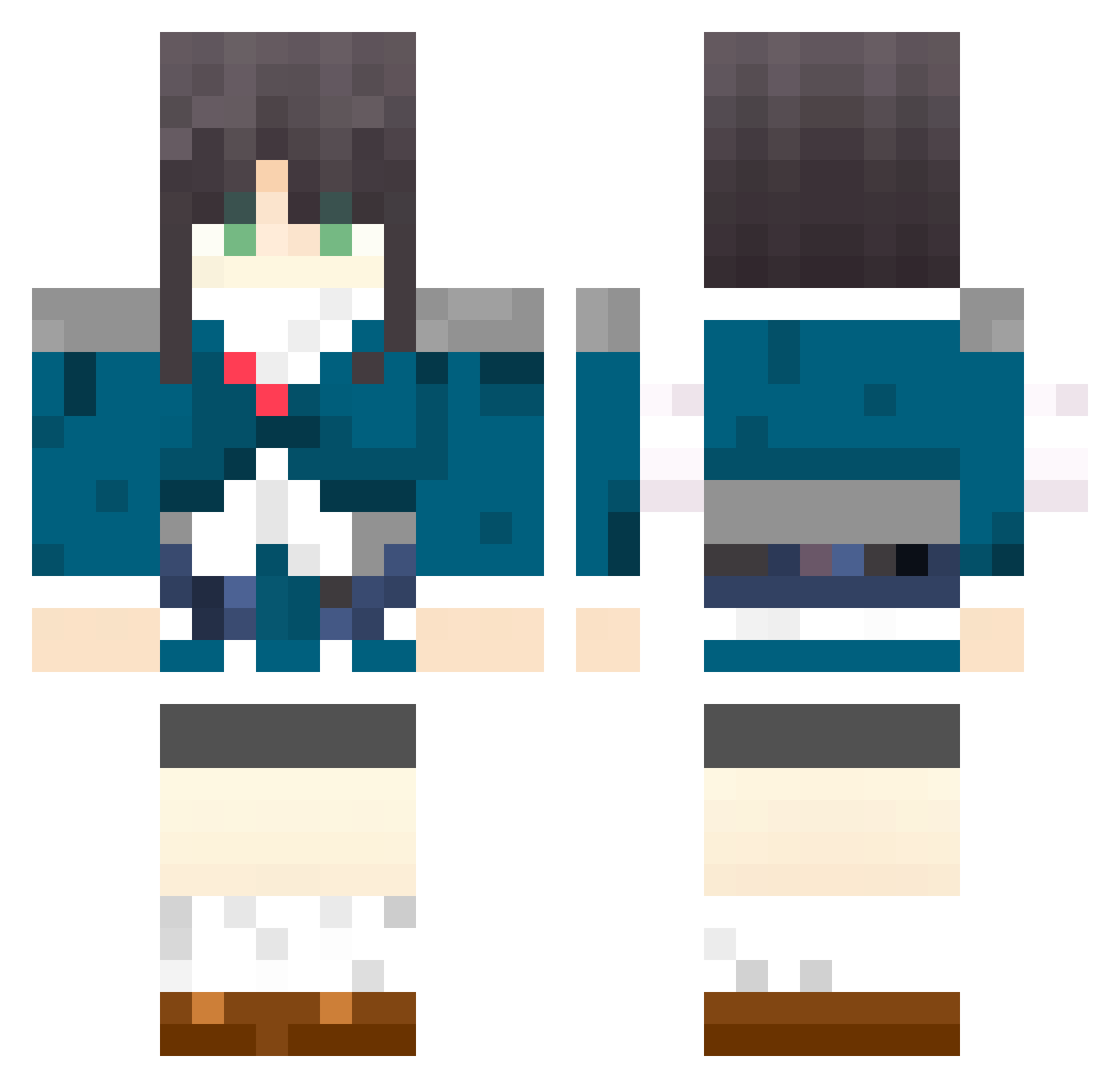 zz_yuiop Minecraft skin, front and back view