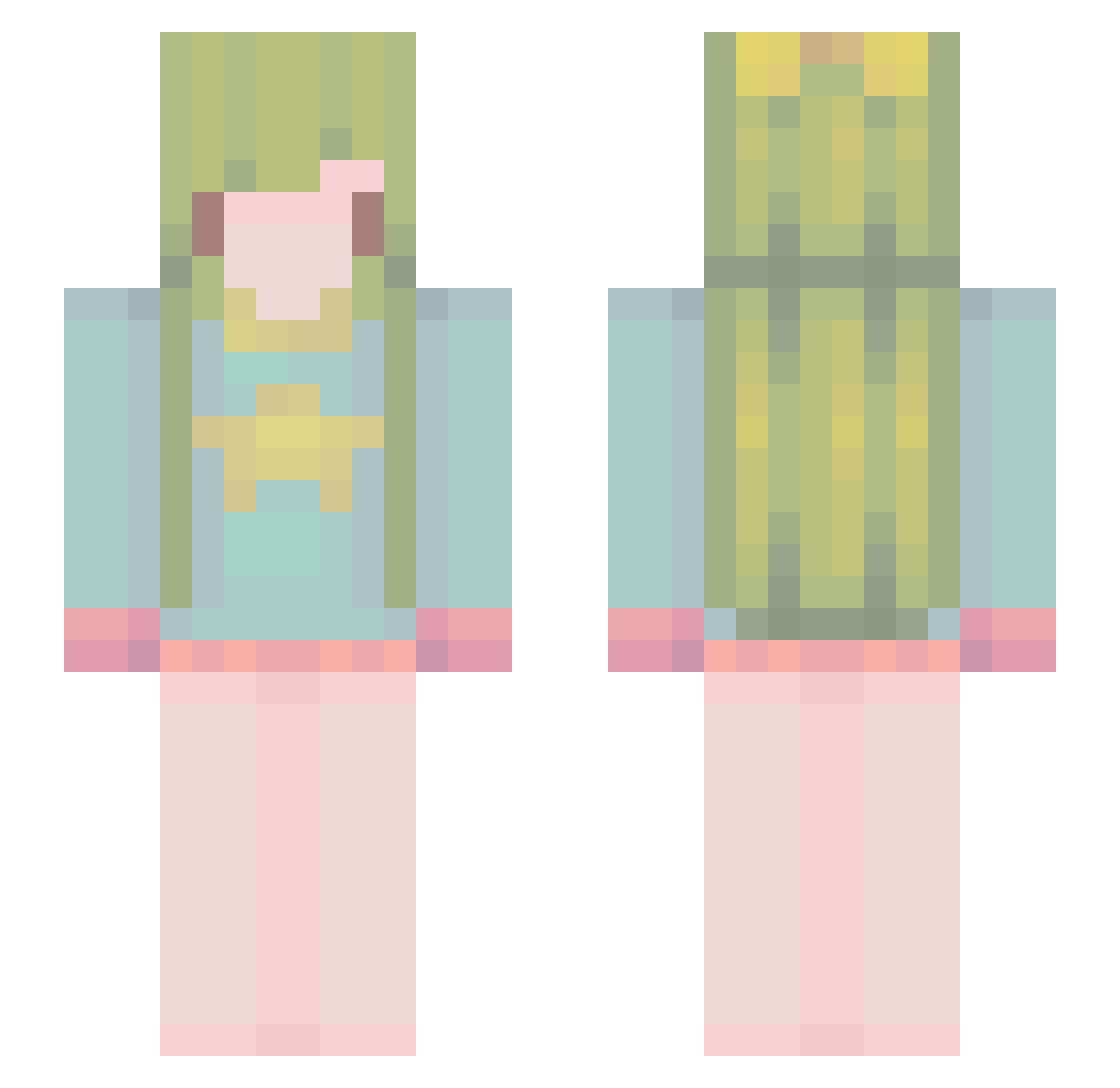 akkaze Minecraft skin, front and back view