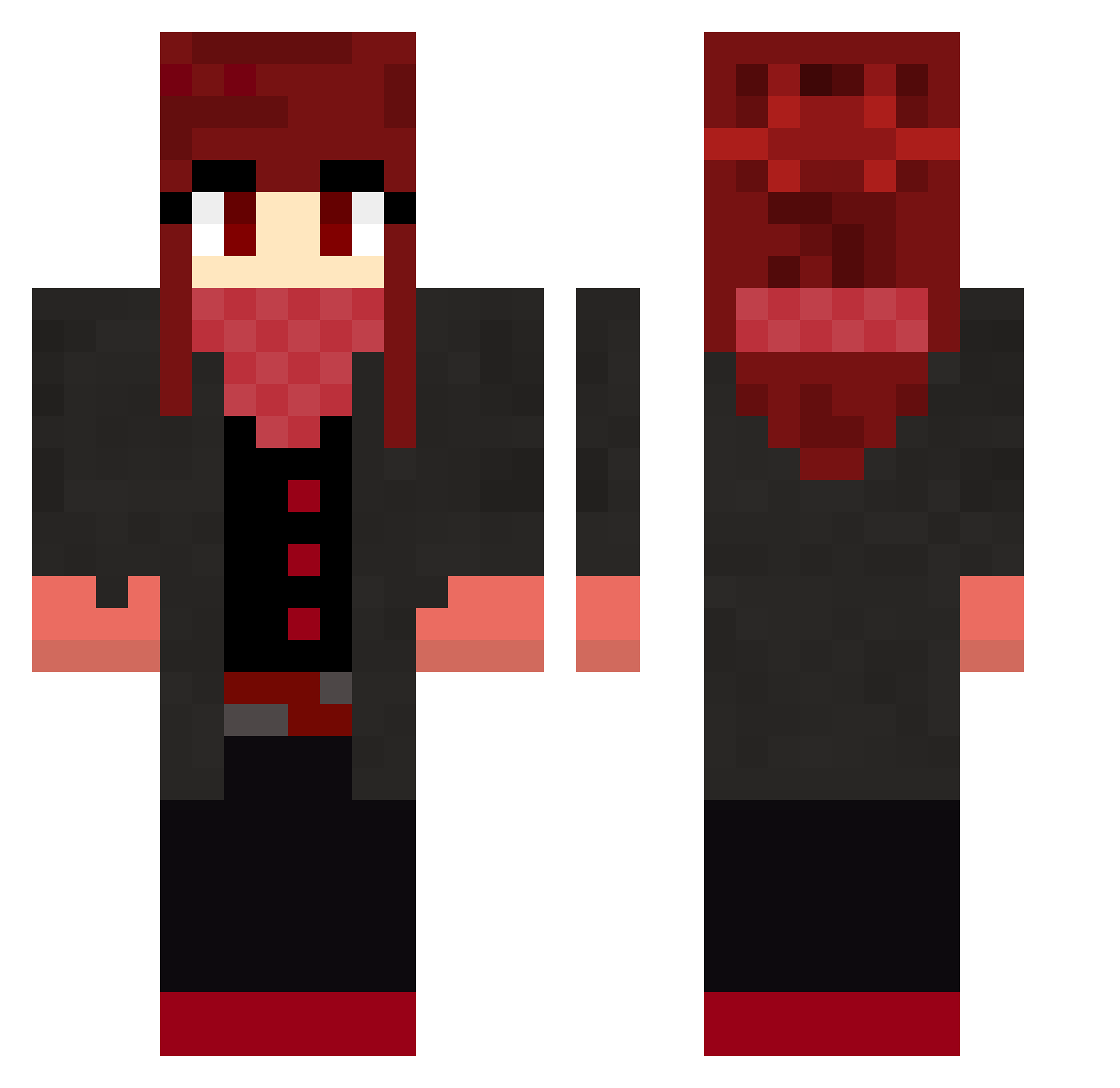 Jaswna Minecraft skin, front and back view