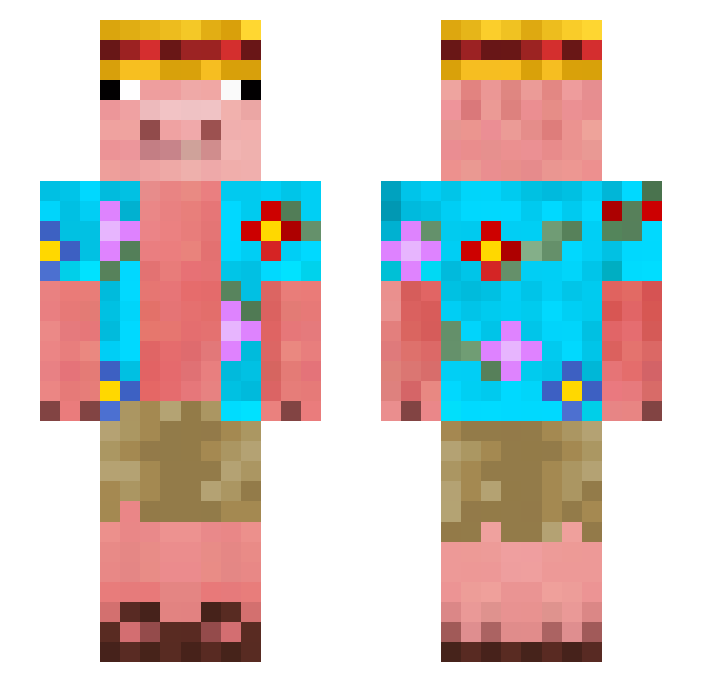 Olix320 Minecraft skin, front and back view
