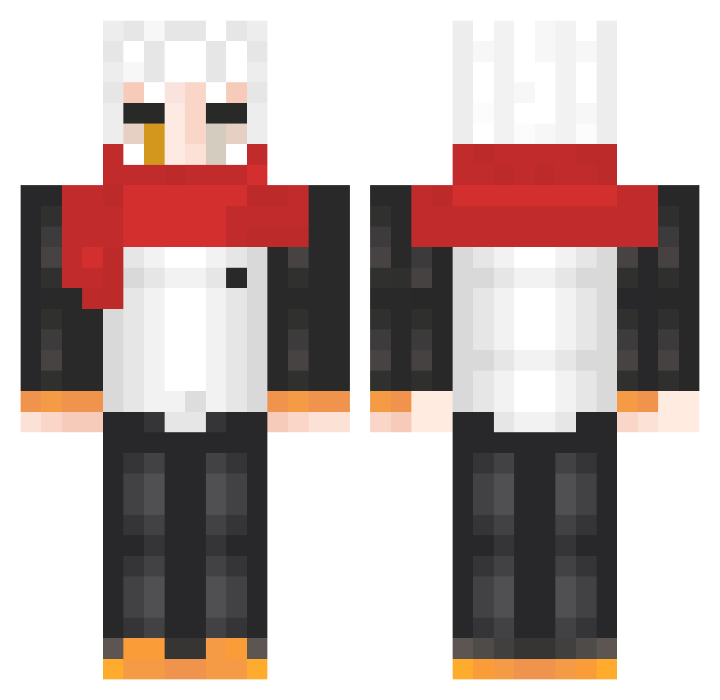 Midnightfool Minecraft skin, front and back view