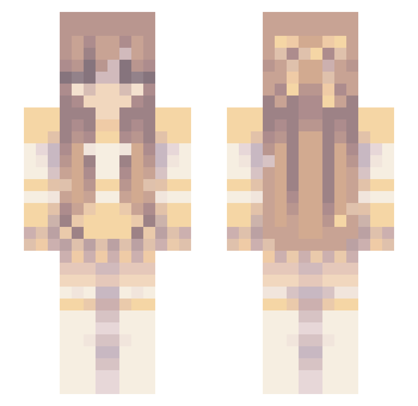 PrincessABC Minecraft skin, front and back view