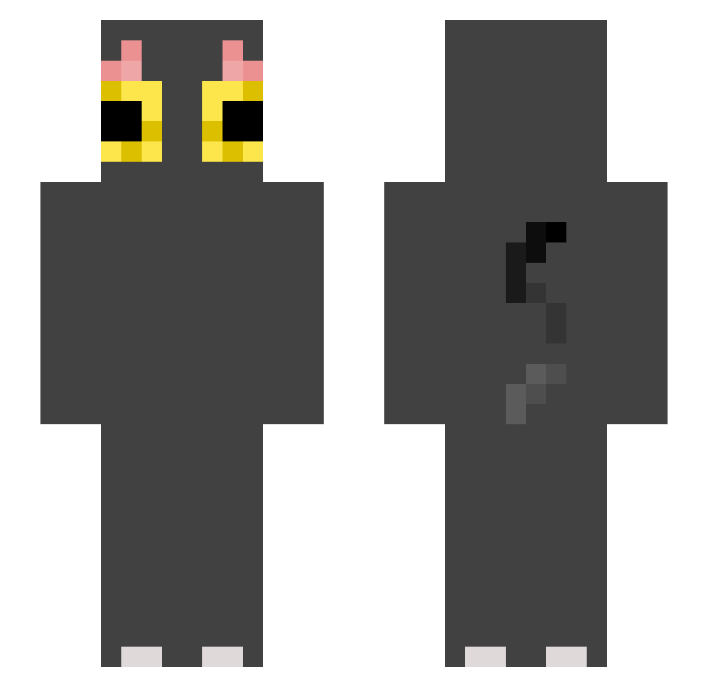 ImAScatman Minecraft skin, front and back view