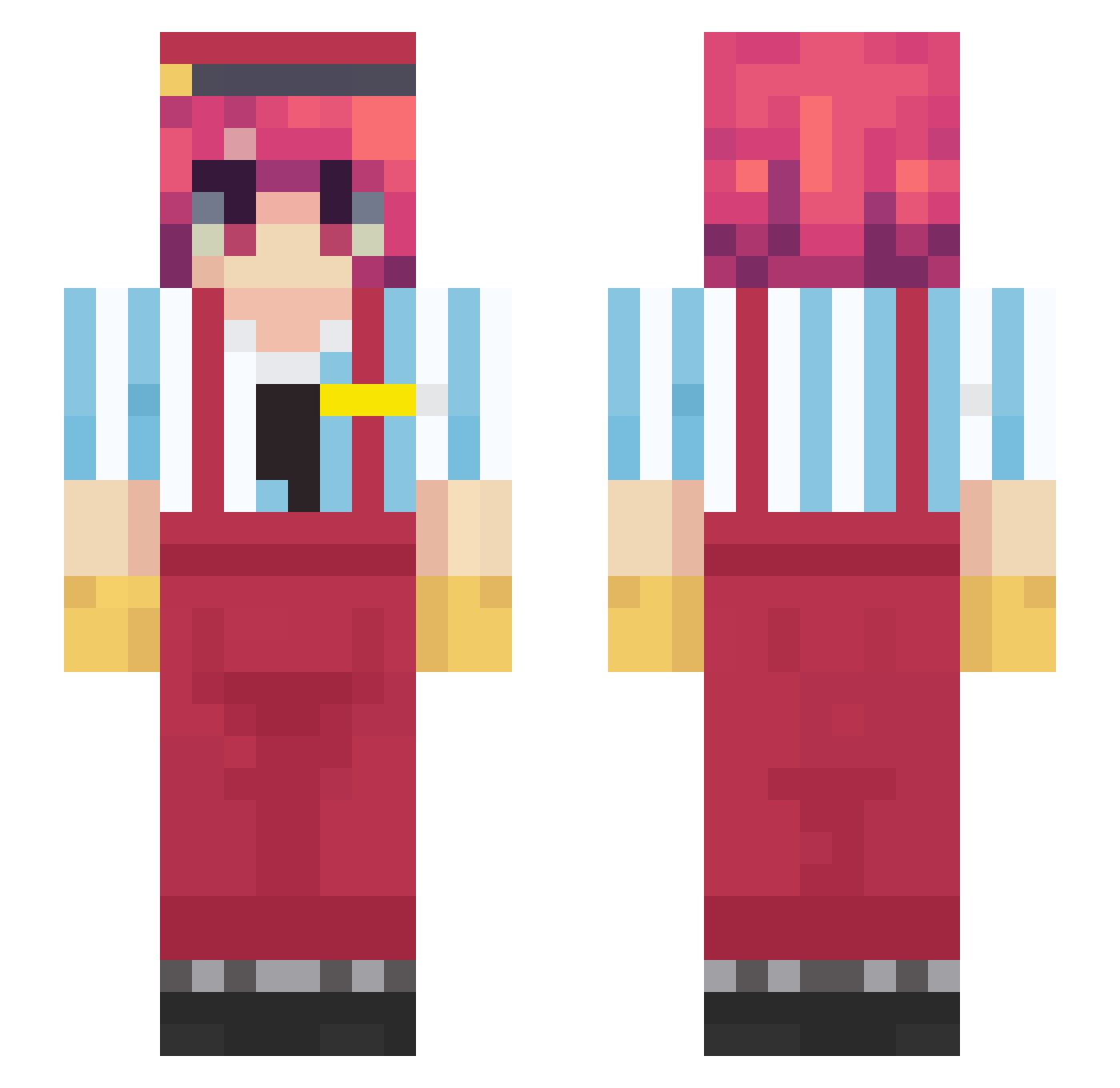 ChanUnicorn Minecraft skin, front and back view