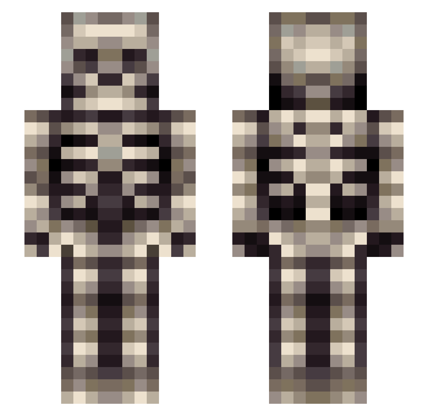 ltuking2 Minecraft skin, front and back view