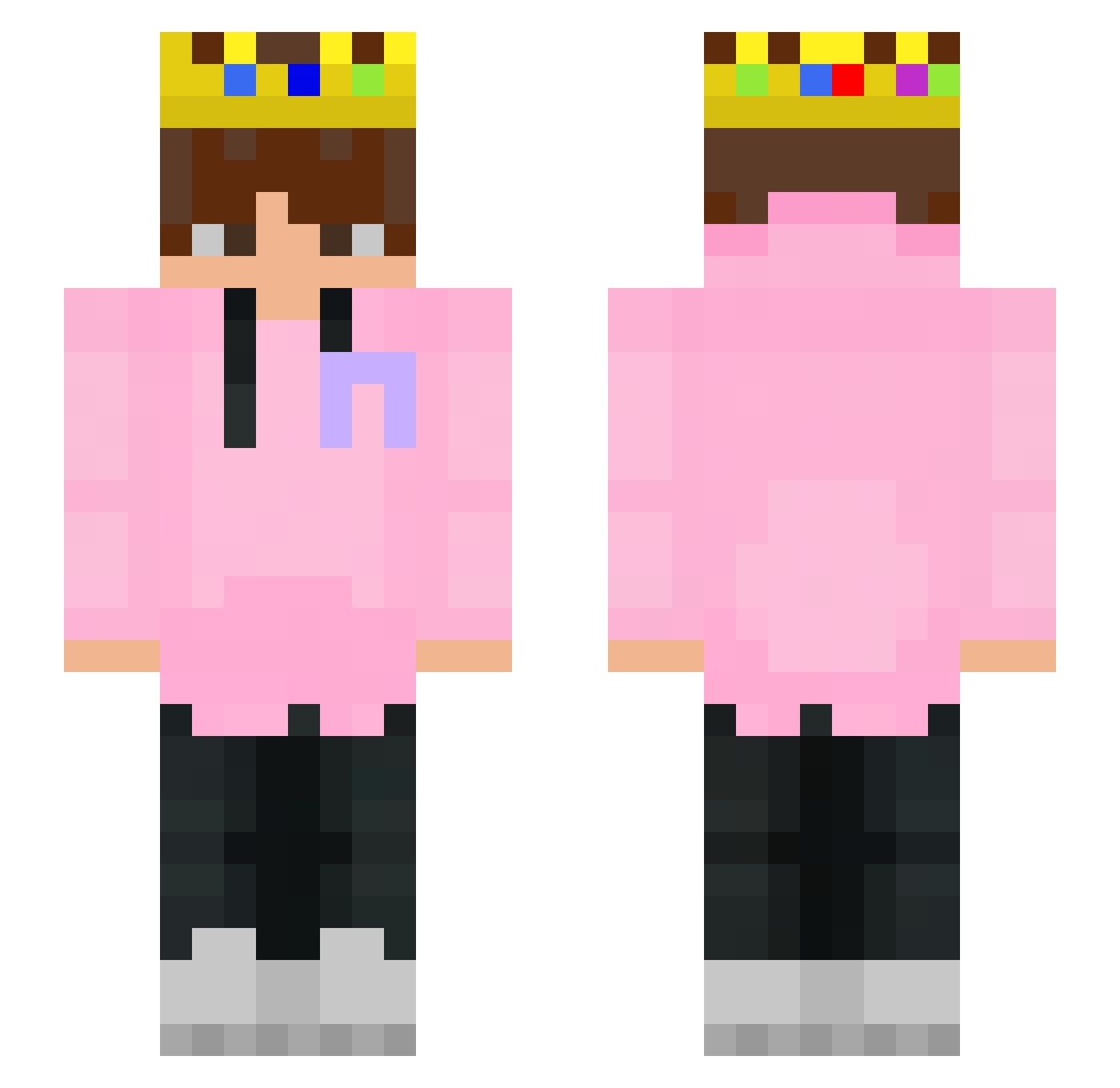 Satface Minecraft skin, front and back view
