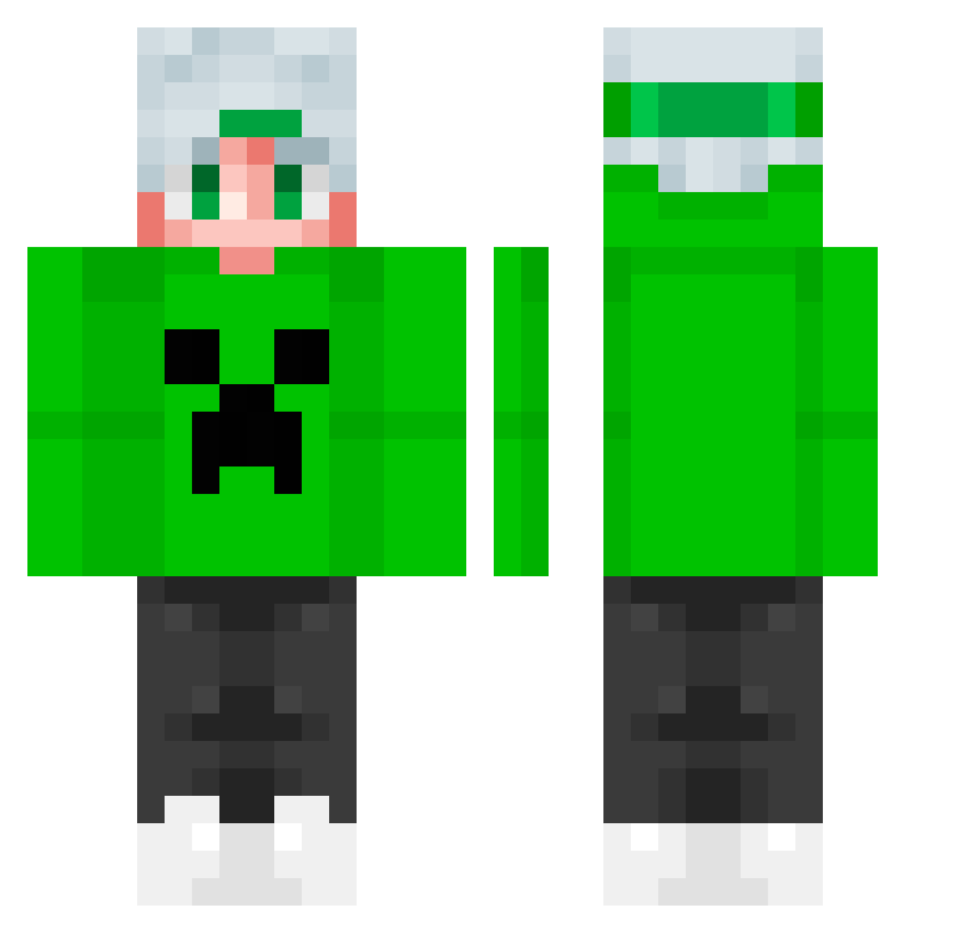 Vulkris Minecraft skin, front and back view