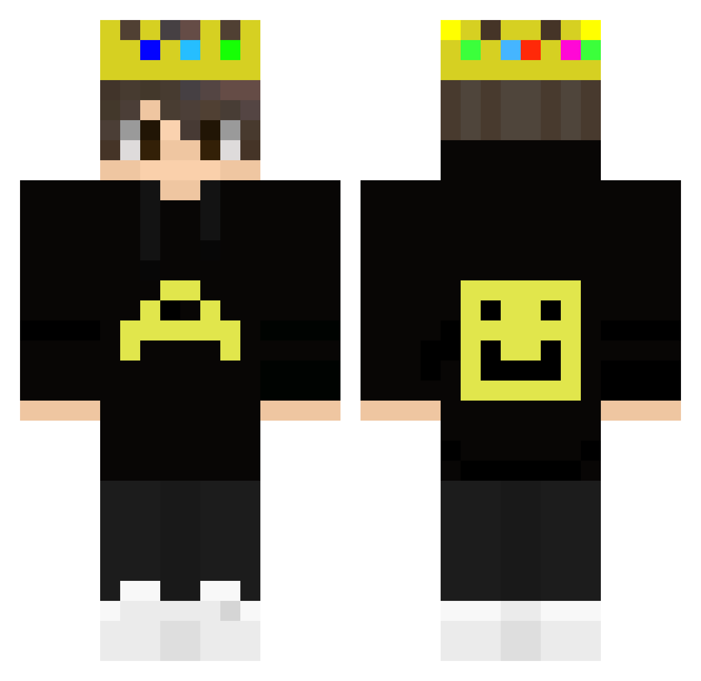 notponix Minecraft skin, front and back view