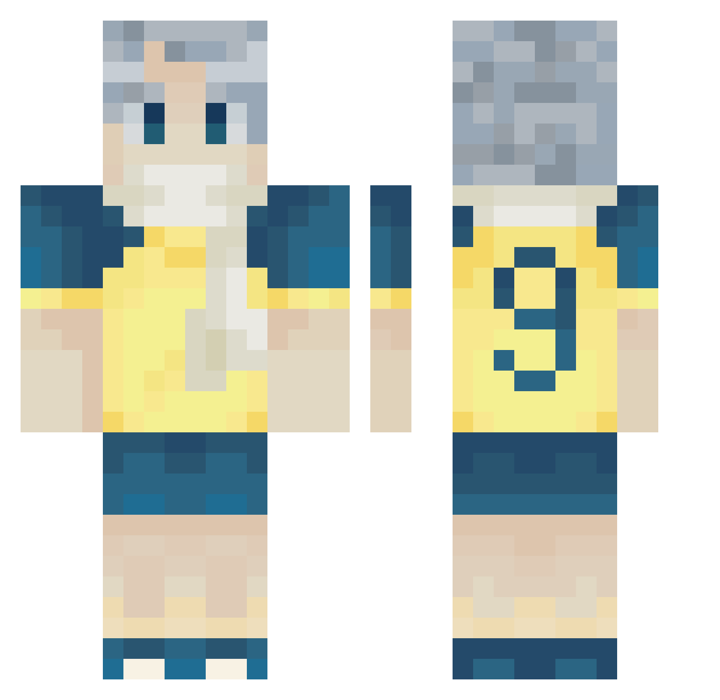 PocketRobloxians Minecraft skin, front and back view