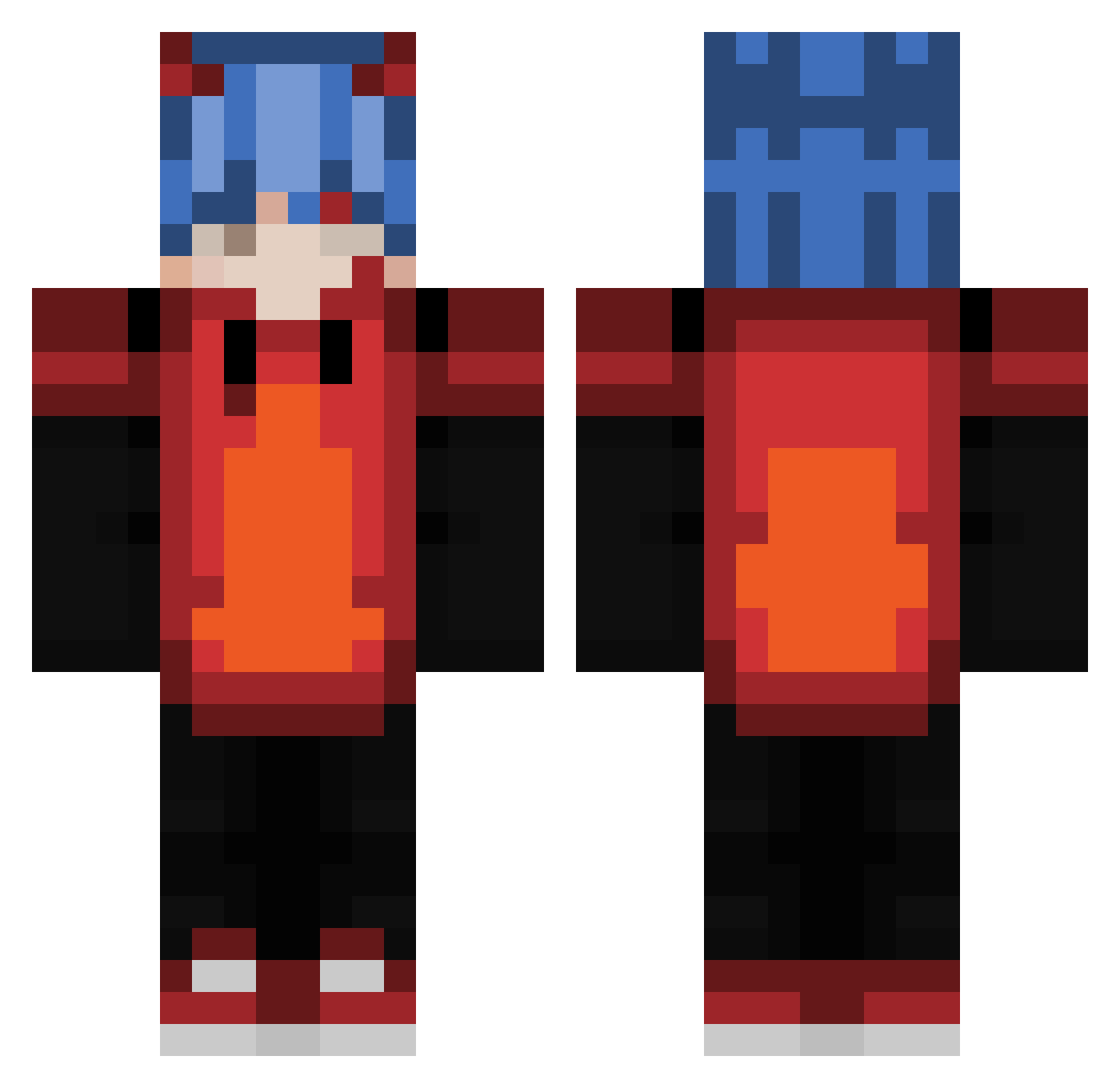 Sleepy_cj Minecraft skin, front and back view