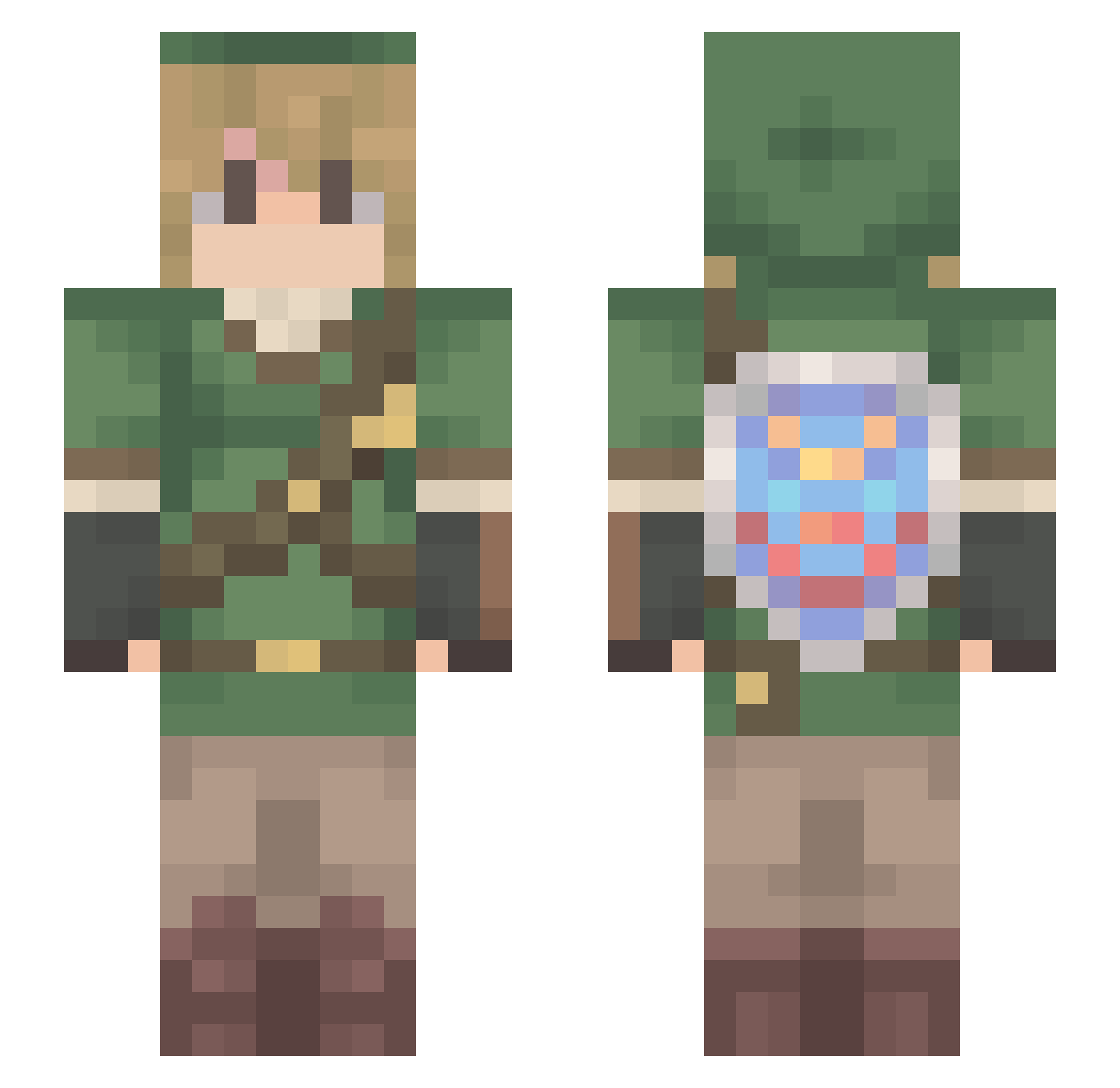 BombarderOP Minecraft skin, front and back view