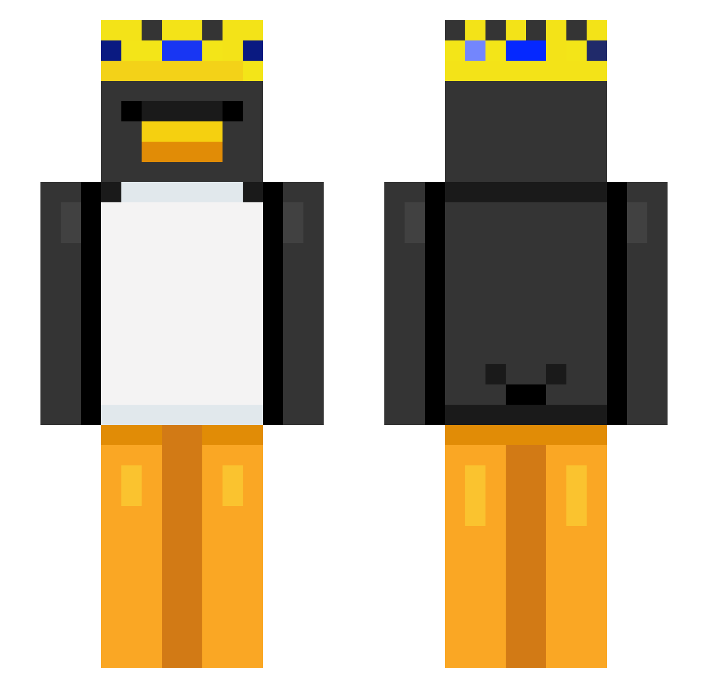TigaFr Minecraft skin, front and back view