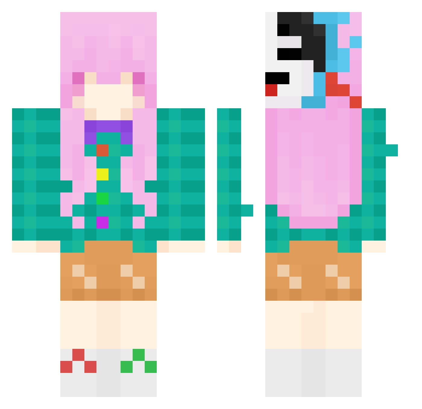 xMawr Minecraft skin, front and back view
