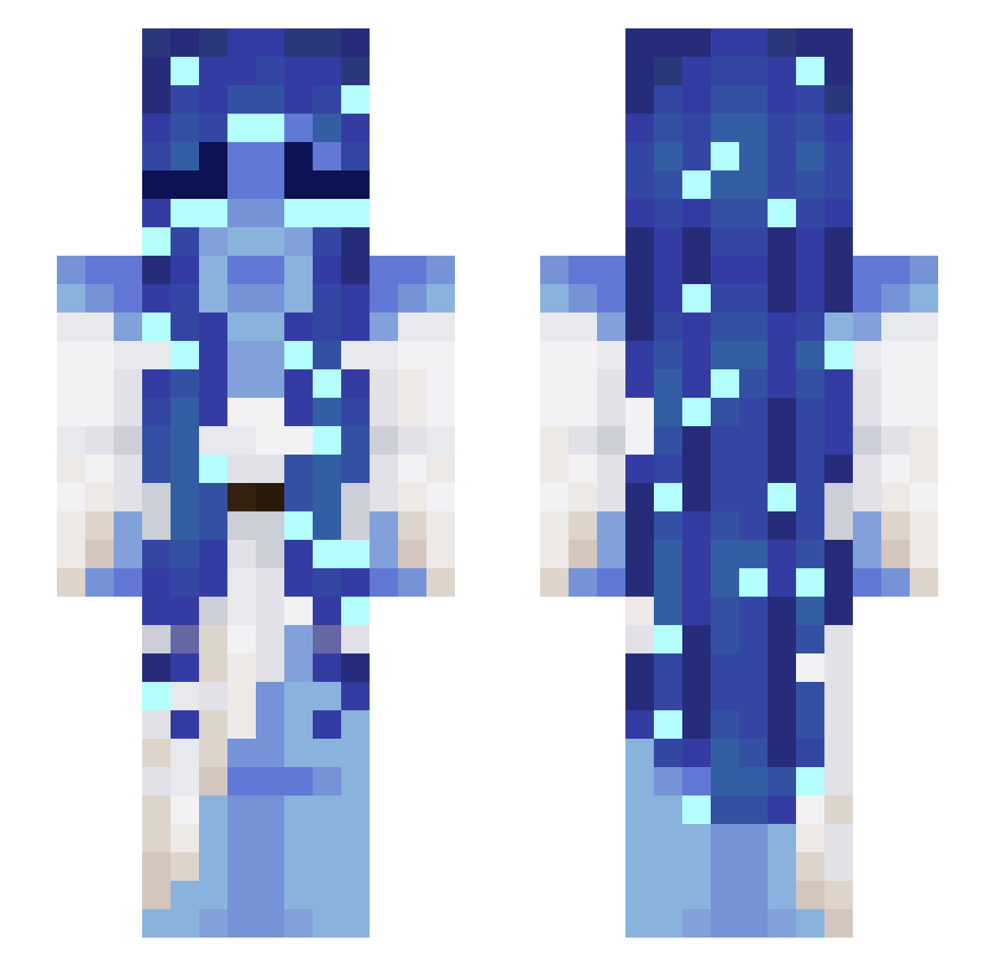 Sarabelles Minecraft skin, front and back view