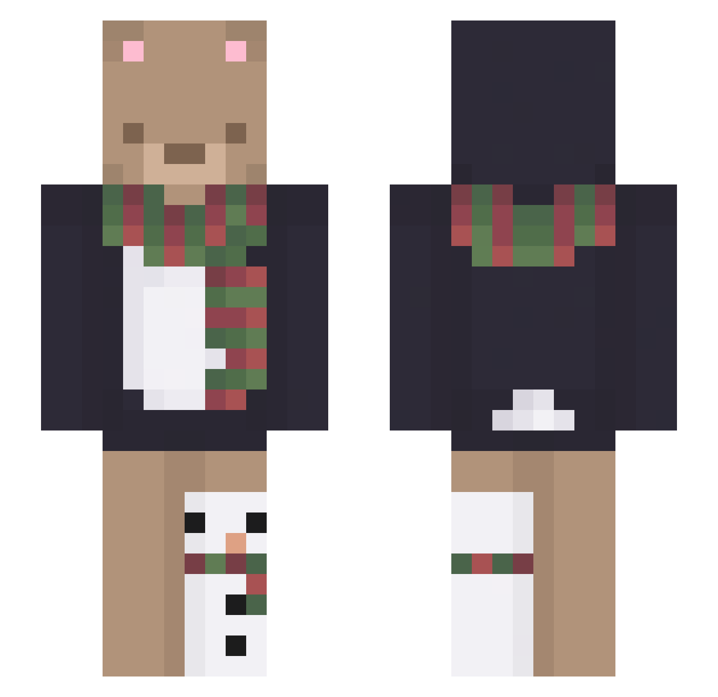 crustyfootcrust Minecraft skin, front and back view
