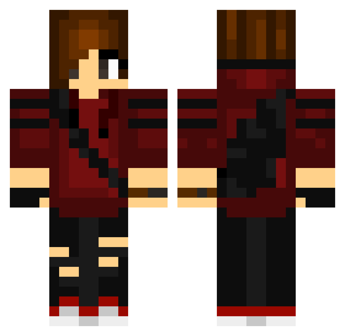 RubyWolf23 Minecraft skin, front and back view