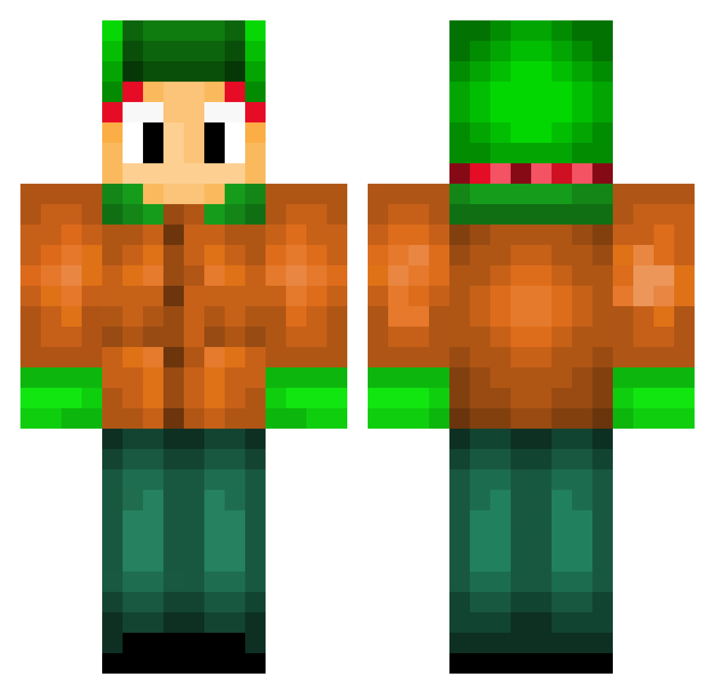 Rocar Minecraft skin, front and back view