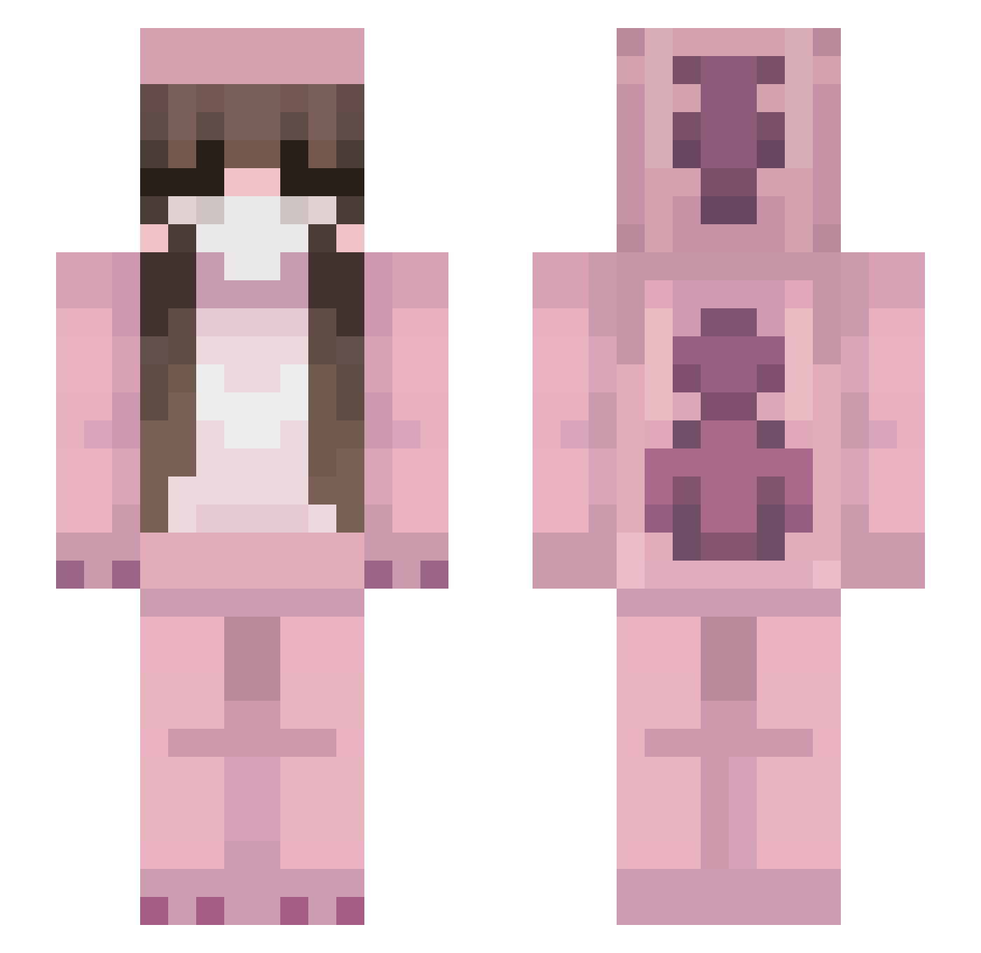 Poofye Minecraft skin, front and back view