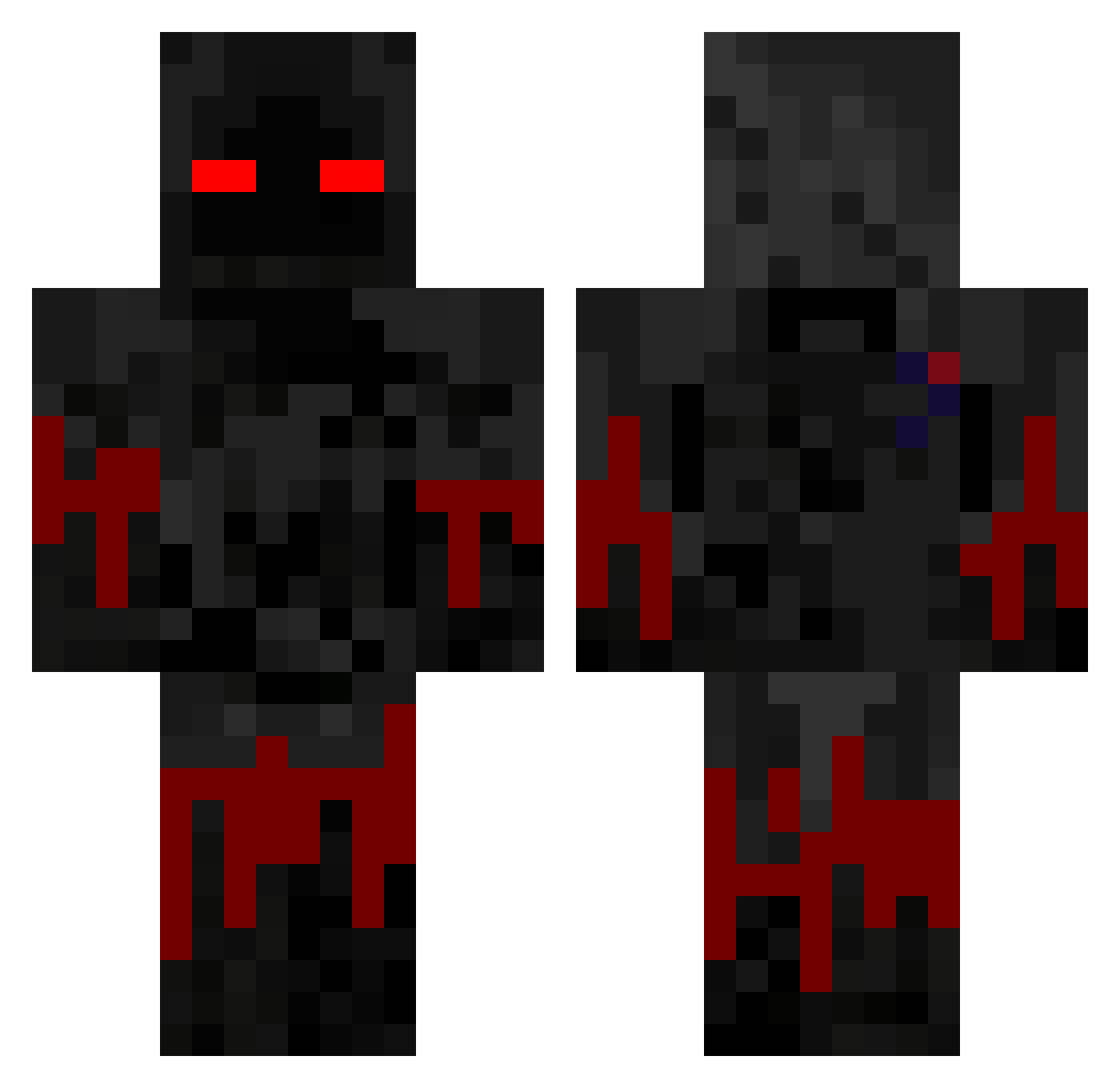 Unbeliever Minecraft skin, front and back view
