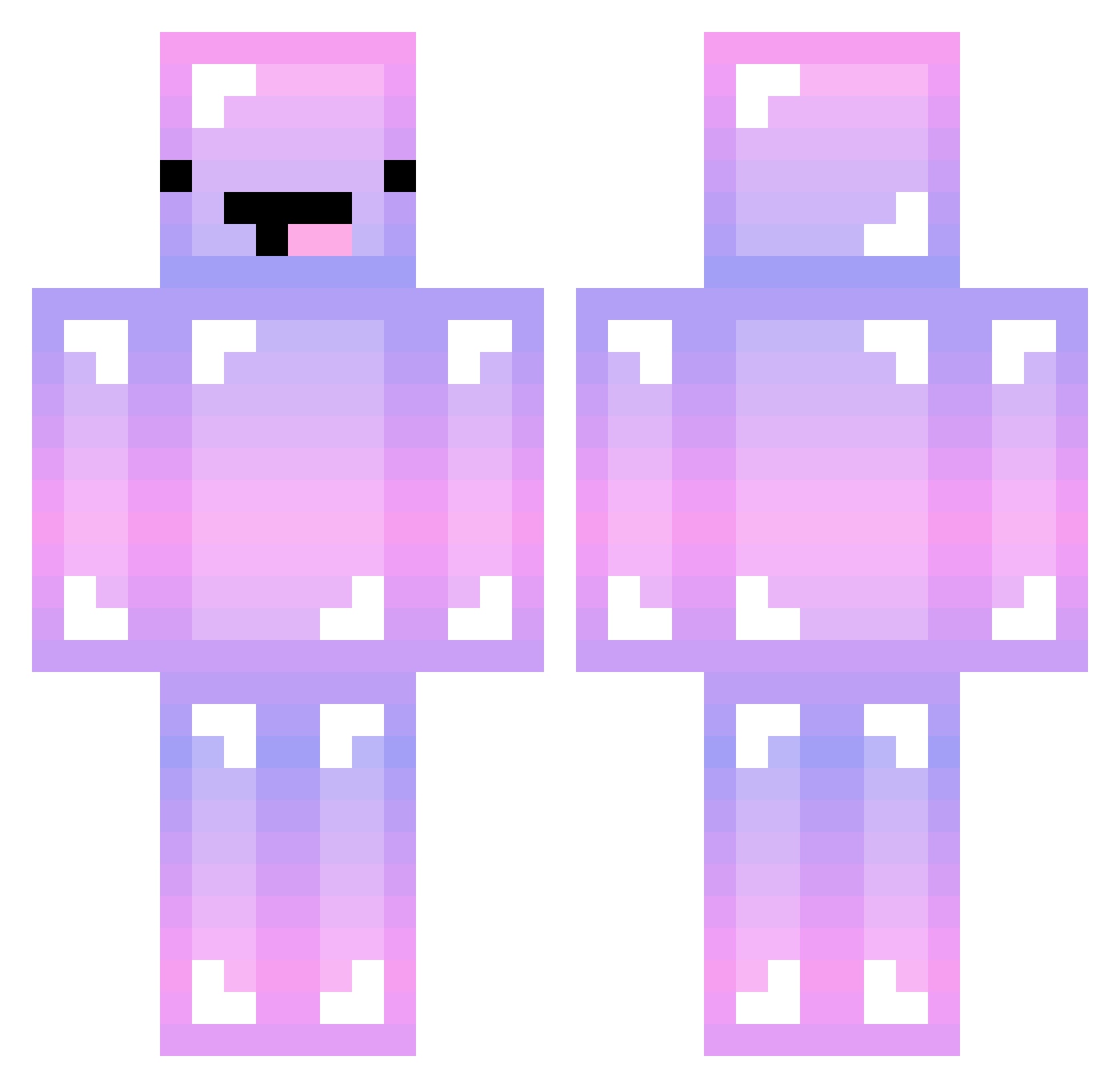 Toyho21 Minecraft skin, front and back view