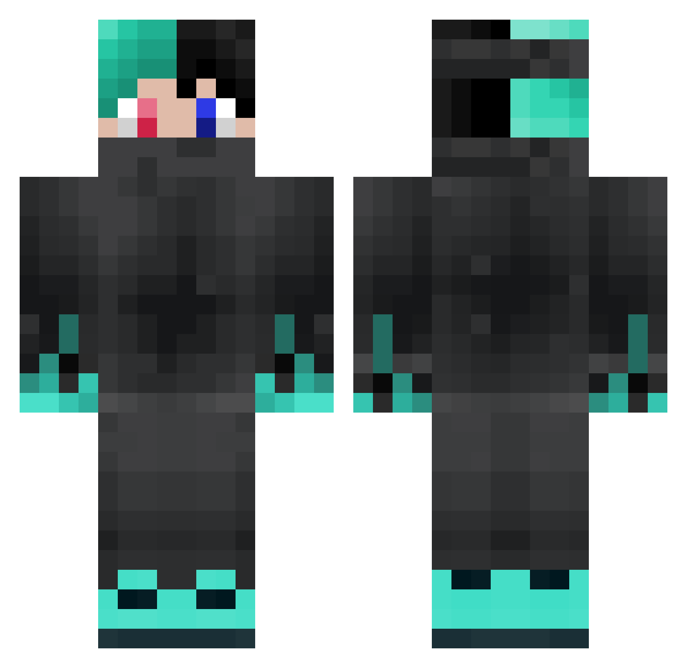 Suppliant Minecraft skin, front and back view
