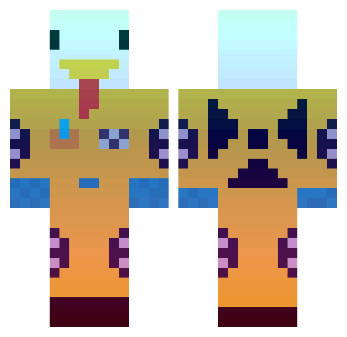 BautiplayMC Minecraft skin, front and back view